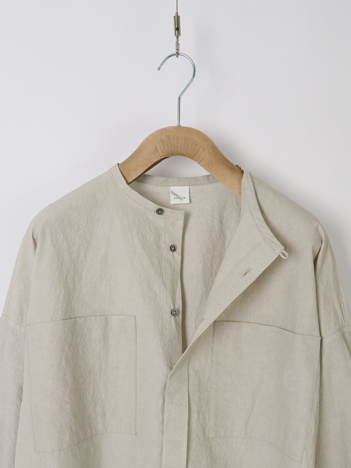 Double-Pocket Wide Shirt - Light Grey