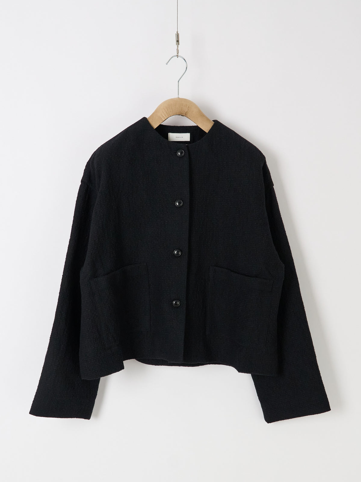 Bumpy Wool Linen Jacket - Black