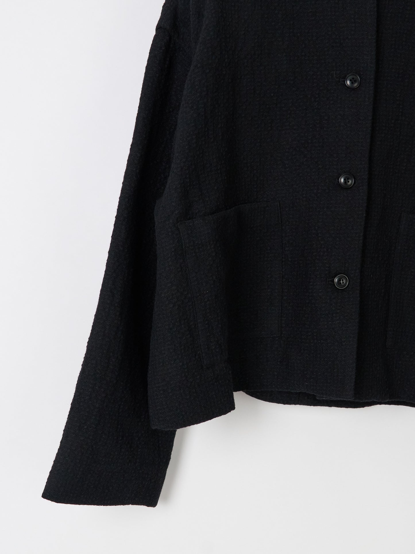 Bumpy Wool Linen Jacket - Black