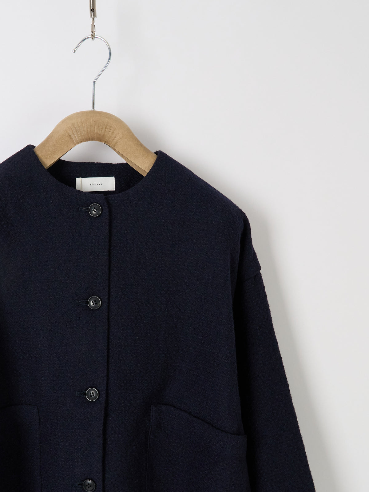 Bumpy Wool Linen Jacket - Navy