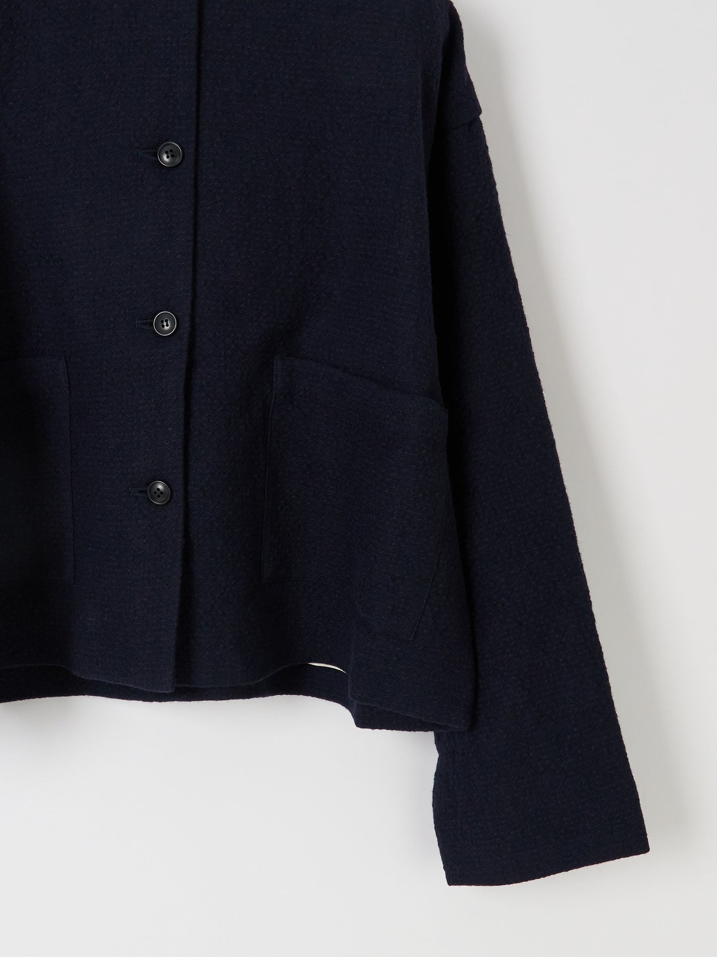 Bumpy Wool Linen Jacket - Navy