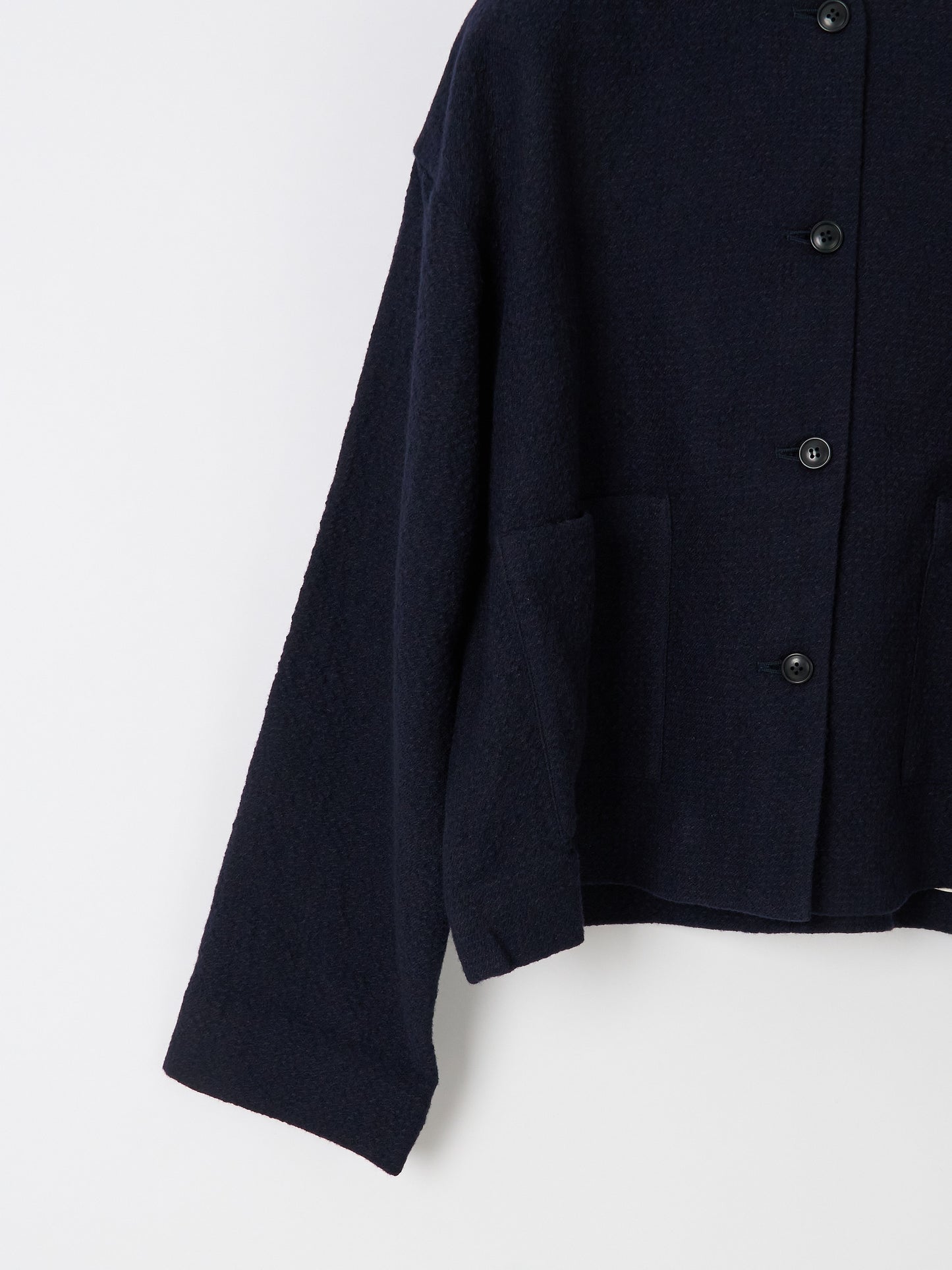 Bumpy Wool Linen Jacket - Navy