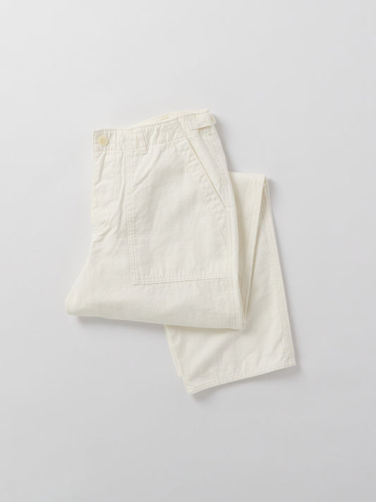 Brushed Cotton Back Satin Baker Pants - White