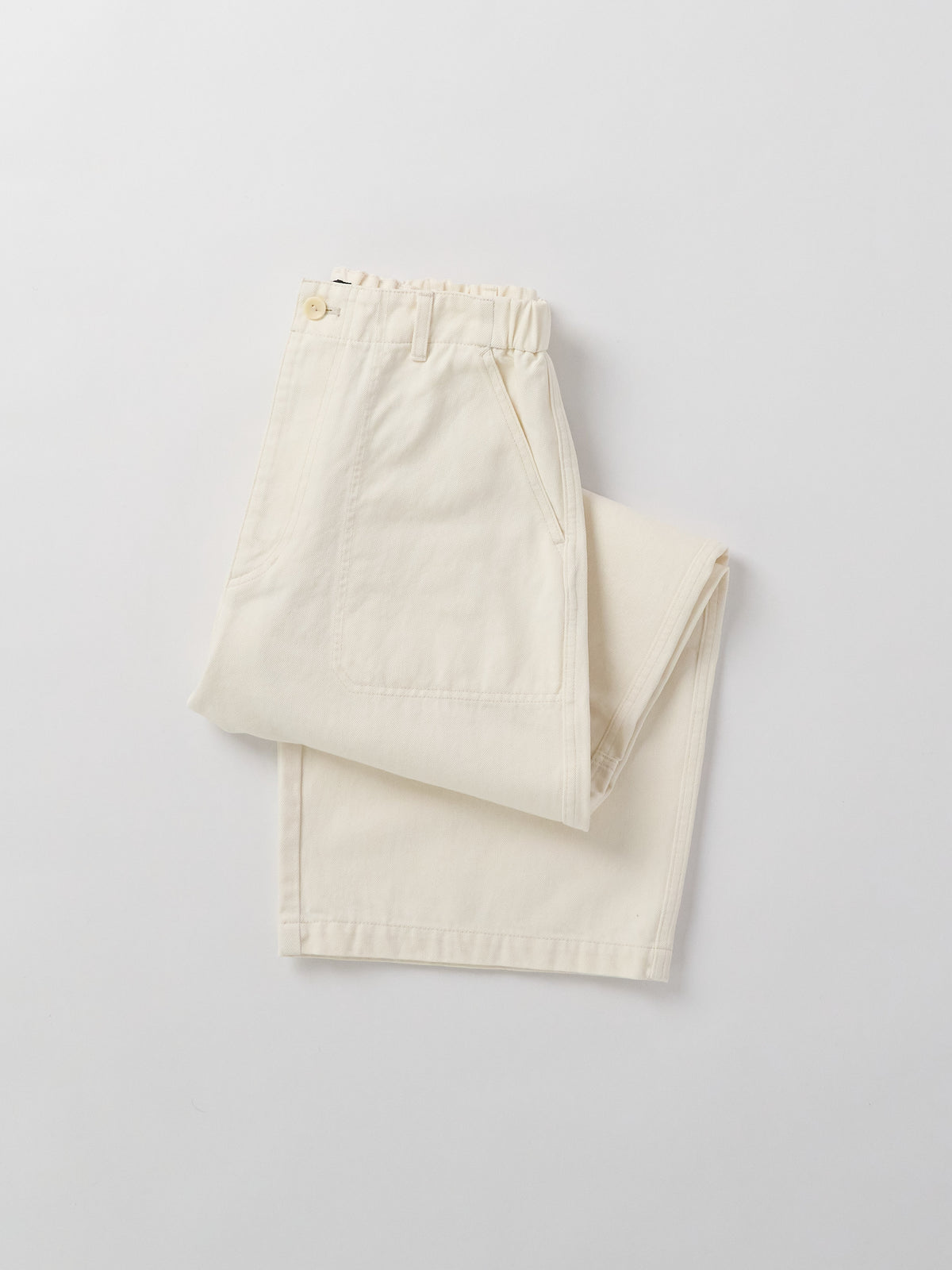 11.5oz Natural Slub Denim Cropped Wide Pants - Ivory