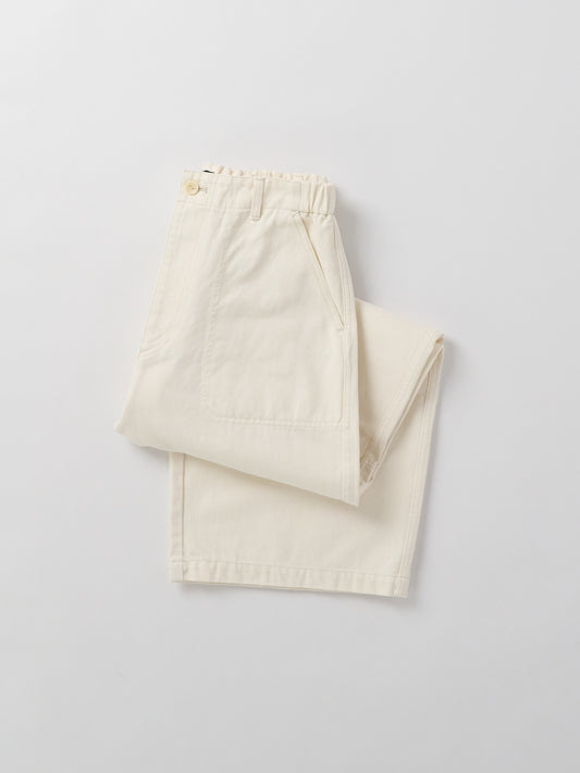 11.5oz Natural Slub Denim Cropped Wide Pants - Ivory
