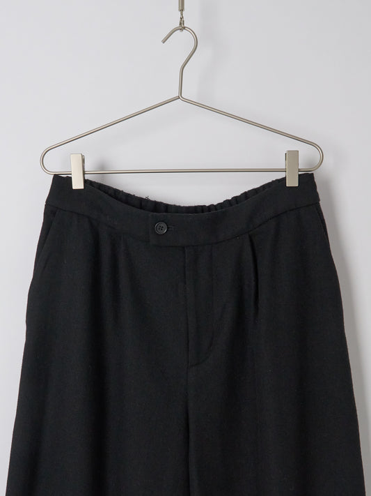Eco Wool Premium Tweed Full-Length Wide Pants - Black
