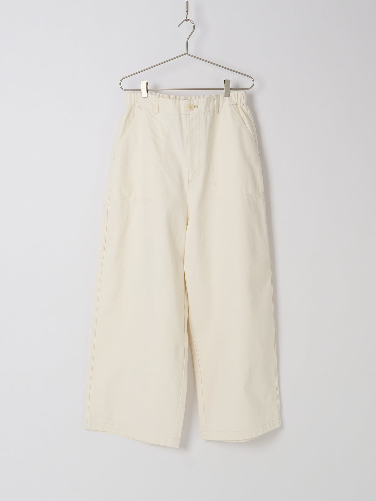 11.5oz Natural Slub Denim Cropped Wide Pants - Ivory