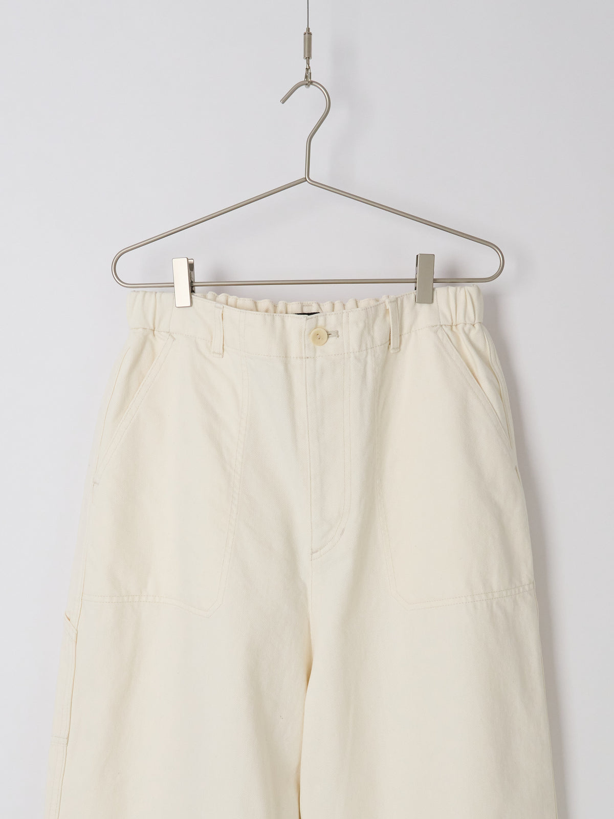 11.5oz Natural Slub Denim Cropped Wide Pants - Ivory