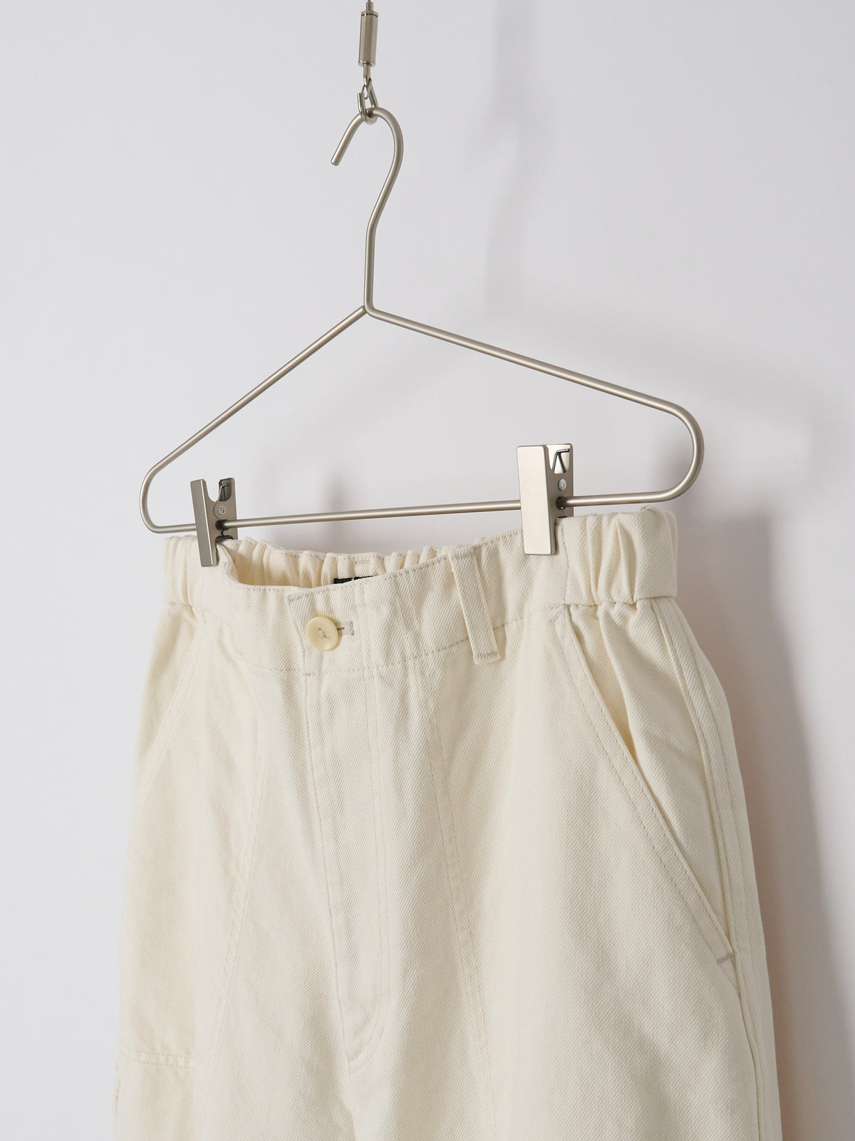 11.5oz Natural Slub Denim Cropped Wide Pants - Ivory