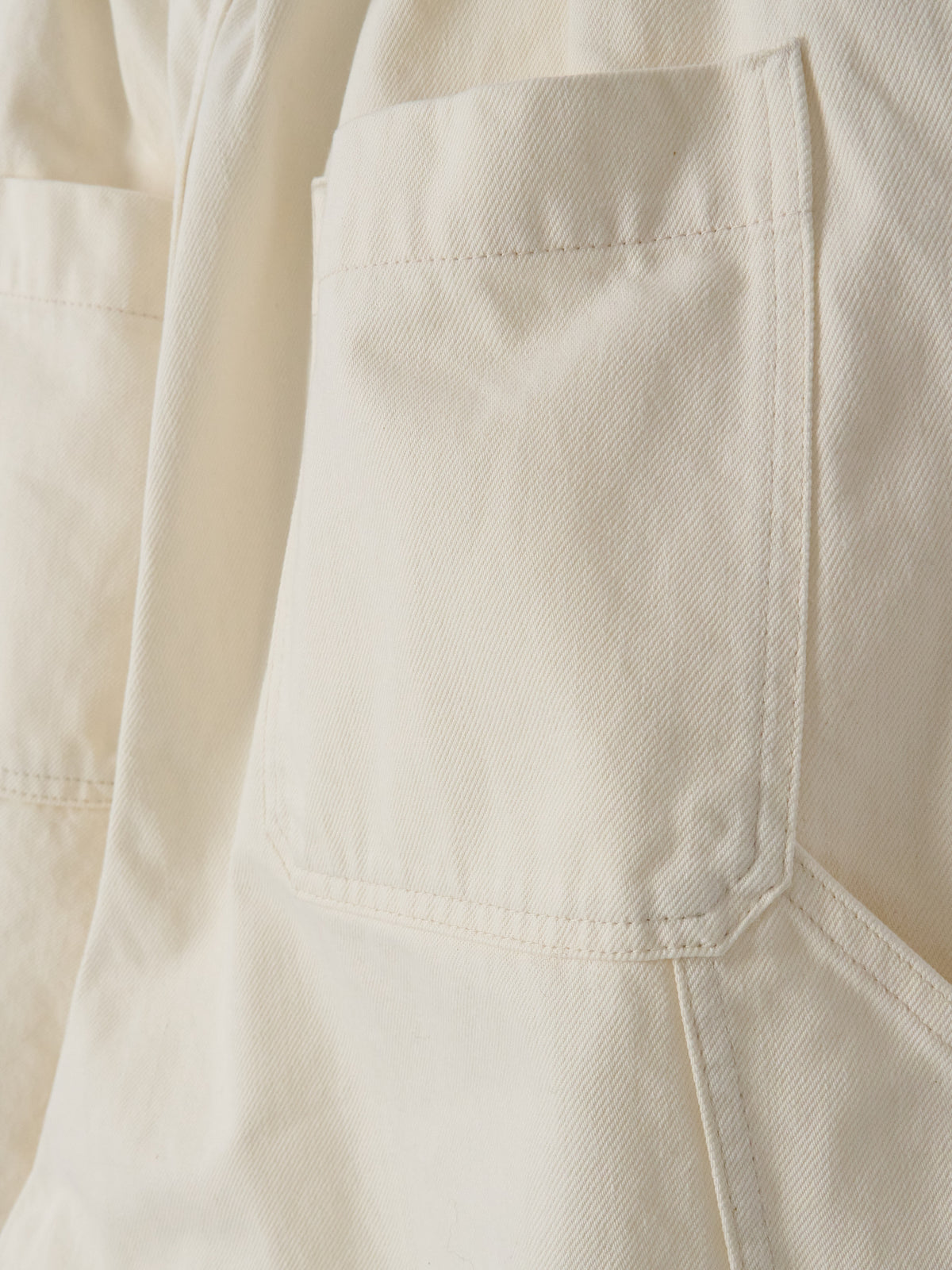 11.5oz Natural Slub Denim Cropped Wide Pants - Ivory
