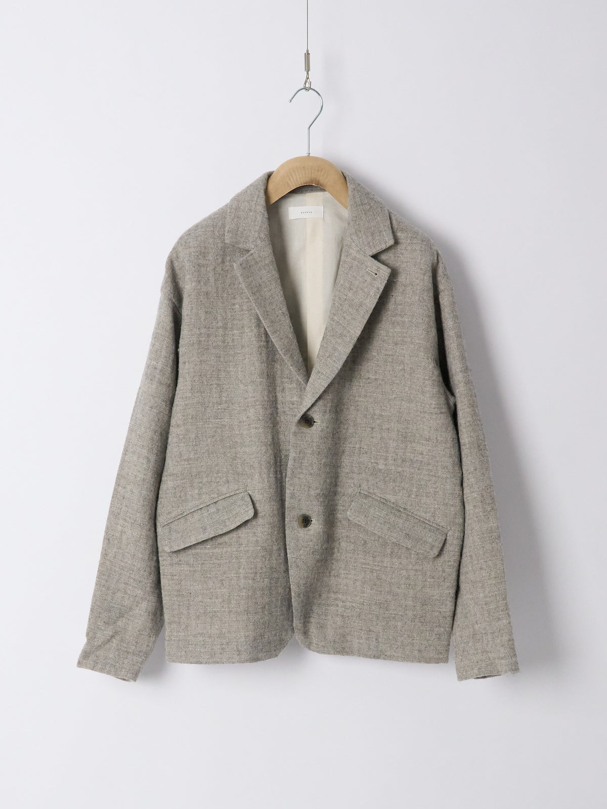 Wool Linen Blend Jacket - Light Grey