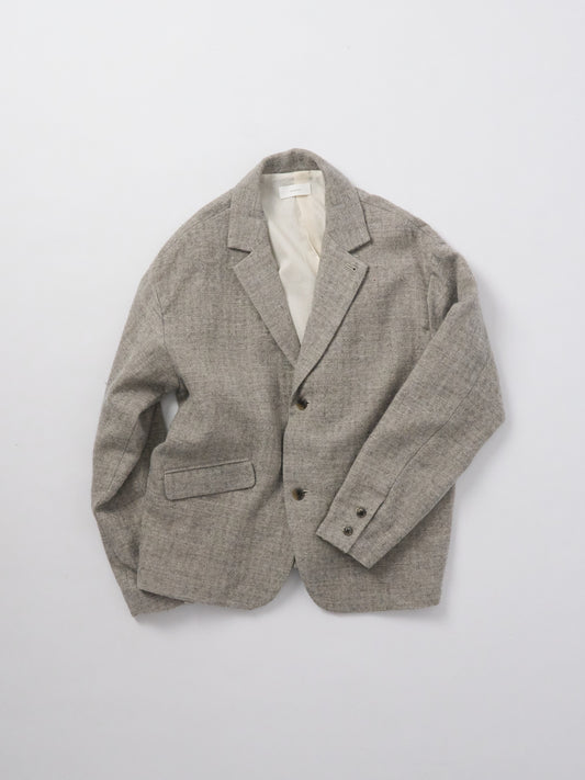 Wool Linen Blend Jacket - Light Grey