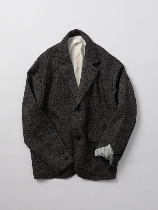 Wool Linen Blend Jacket - Black