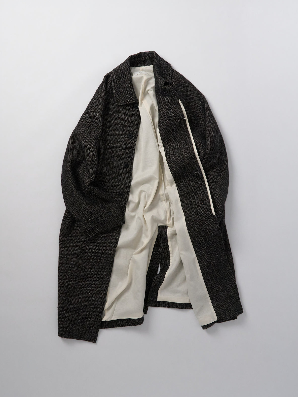 Wool Balmacaan Coat - Black