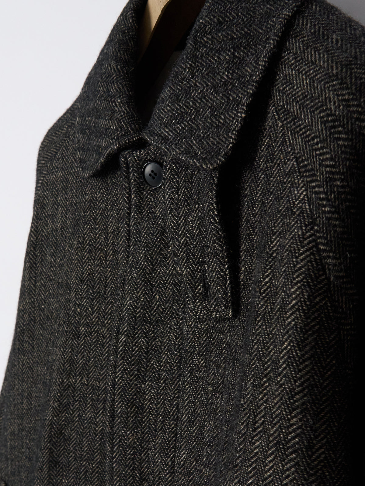 Wool Balmacaan Coat - Black