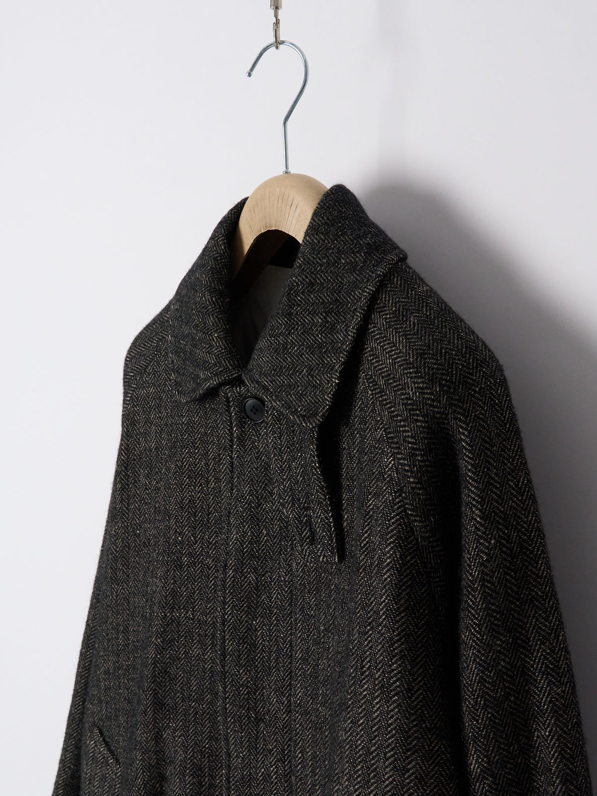 Wool Balmacaan Coat - Black