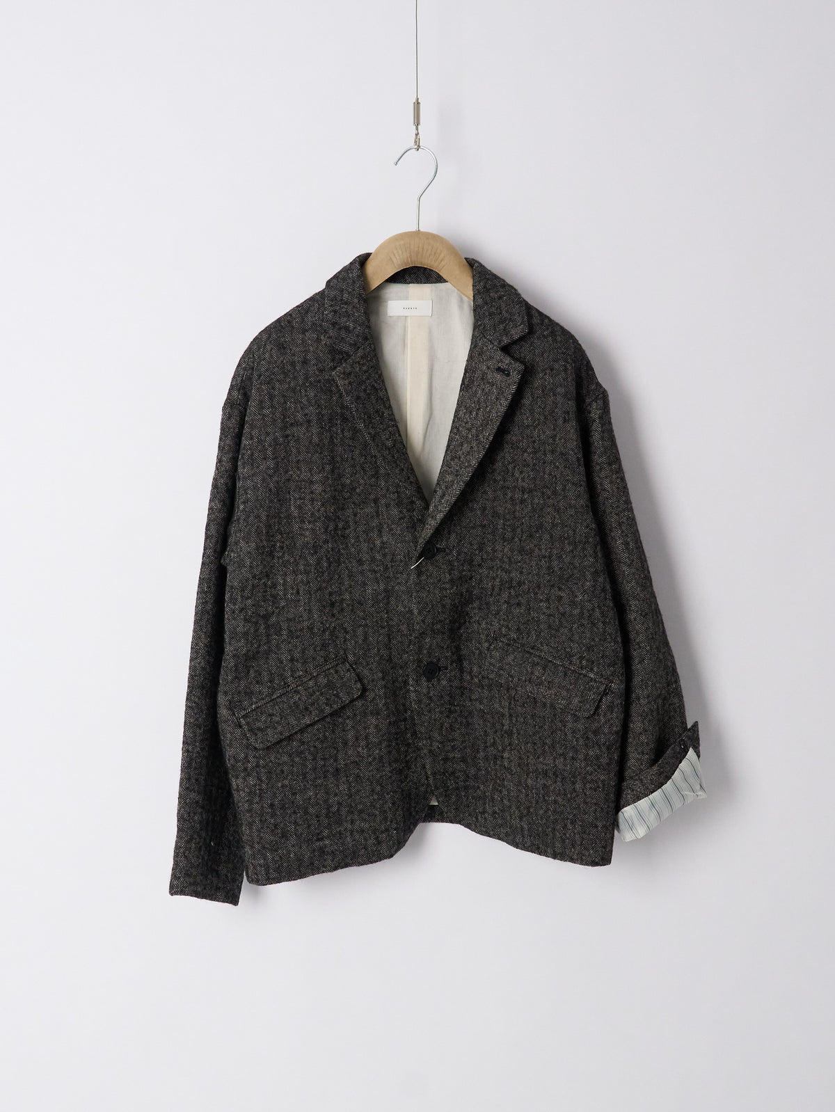 Wool Linen Blend Jacket - Black