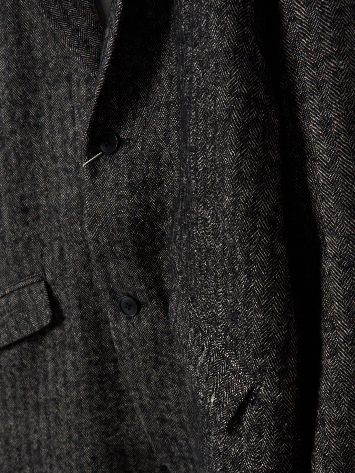 Wool Linen Blend Jacket - Black