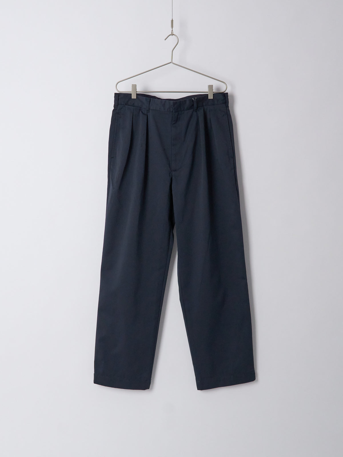 Double Pleated Chino Pants - Navy