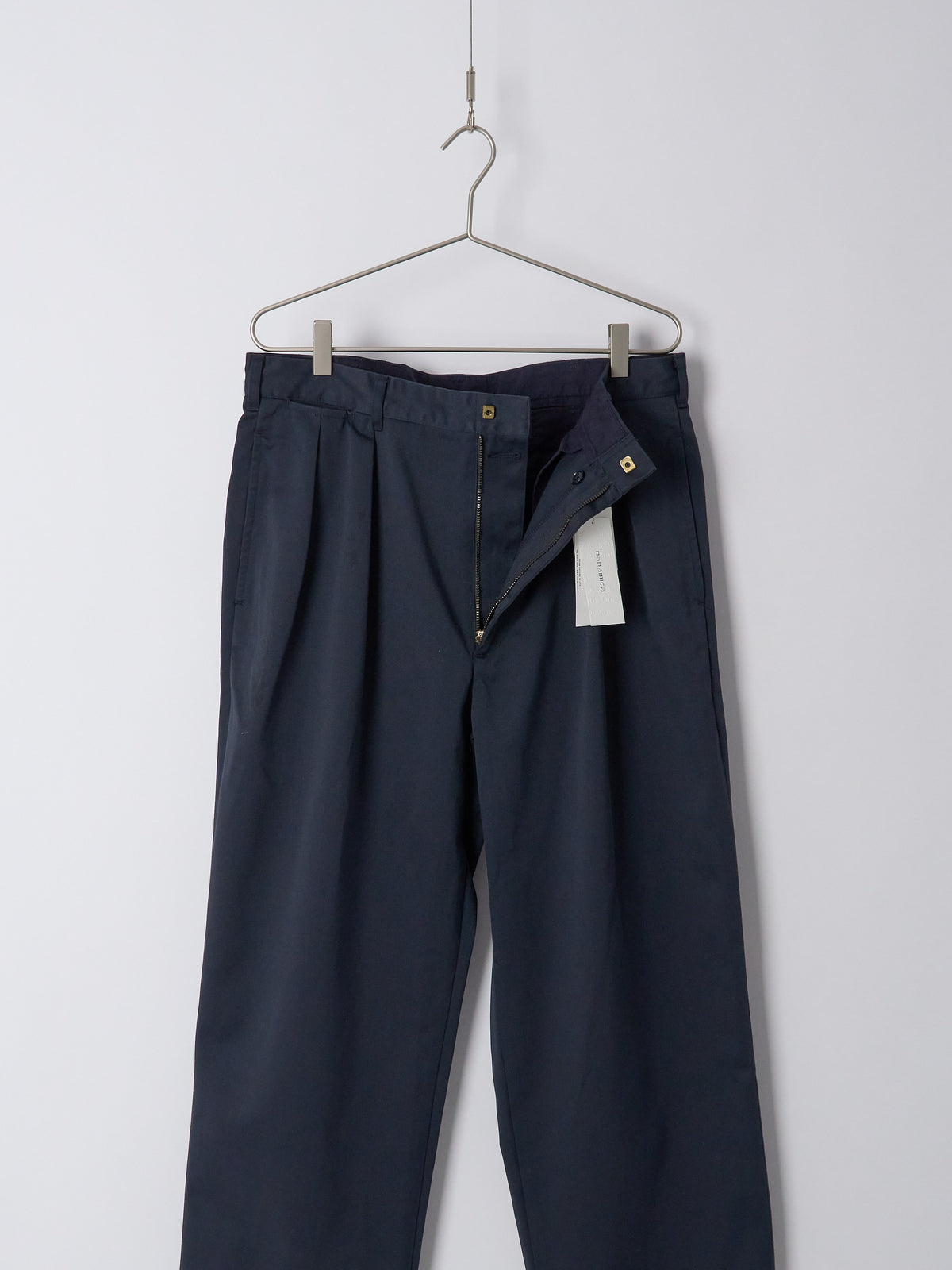 Double Pleated Chino Pants - Navy