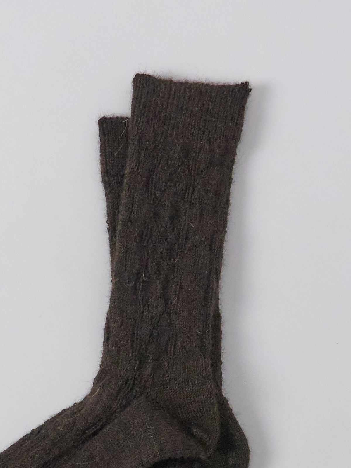 Alpaca Cable Pattern Socks - Dark Brown