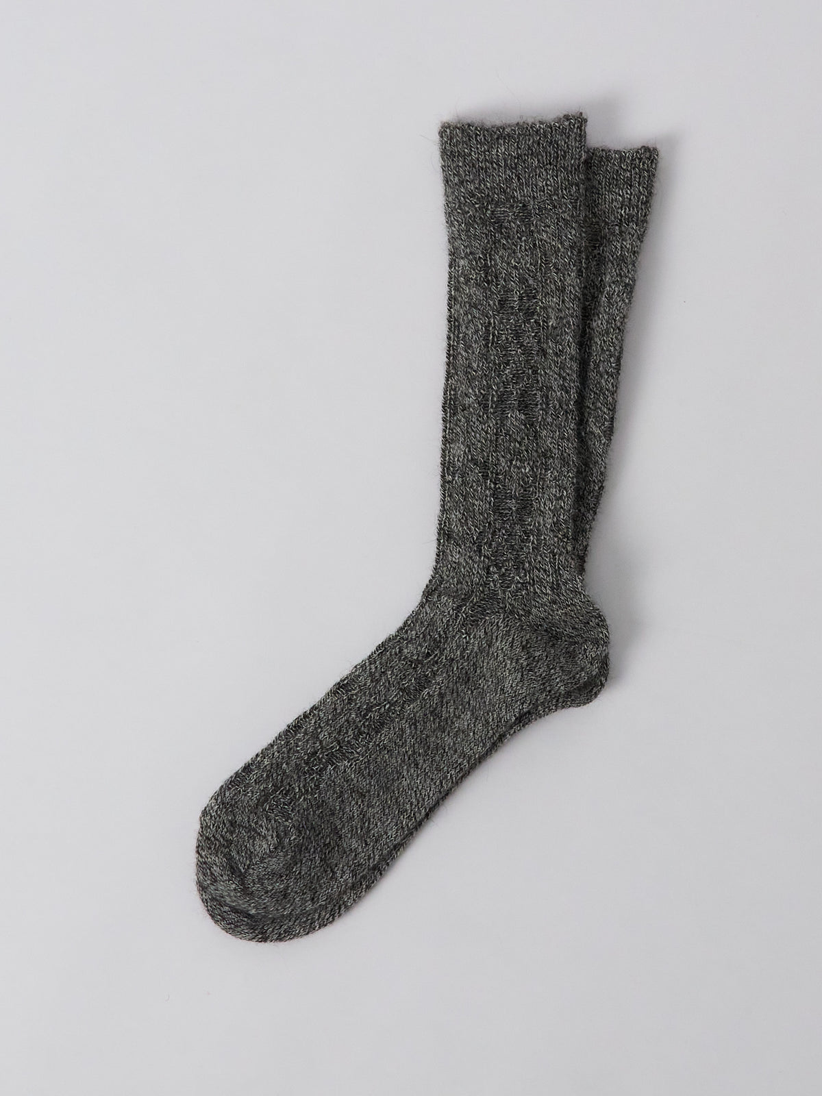 Alpaca Cable Pattern Socks - Grey