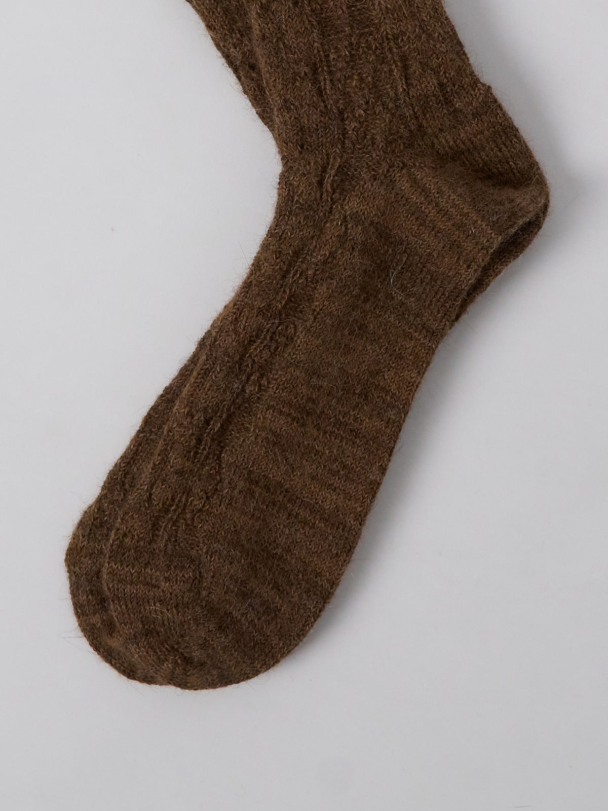 Alpaca Cable Pattern Socks - Brown