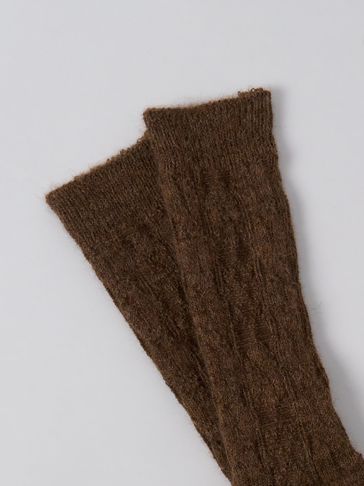 Alpaca Cable Pattern Socks - Brown