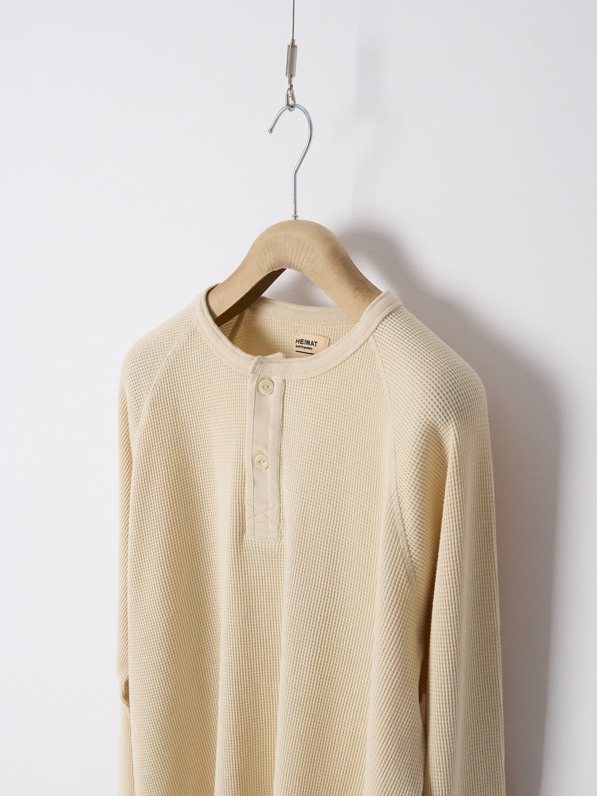 Henley Cotton Waffle - Seashell
