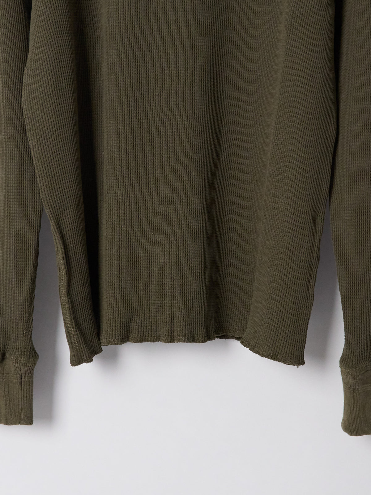 Henley Cotton Waffle - Military Green