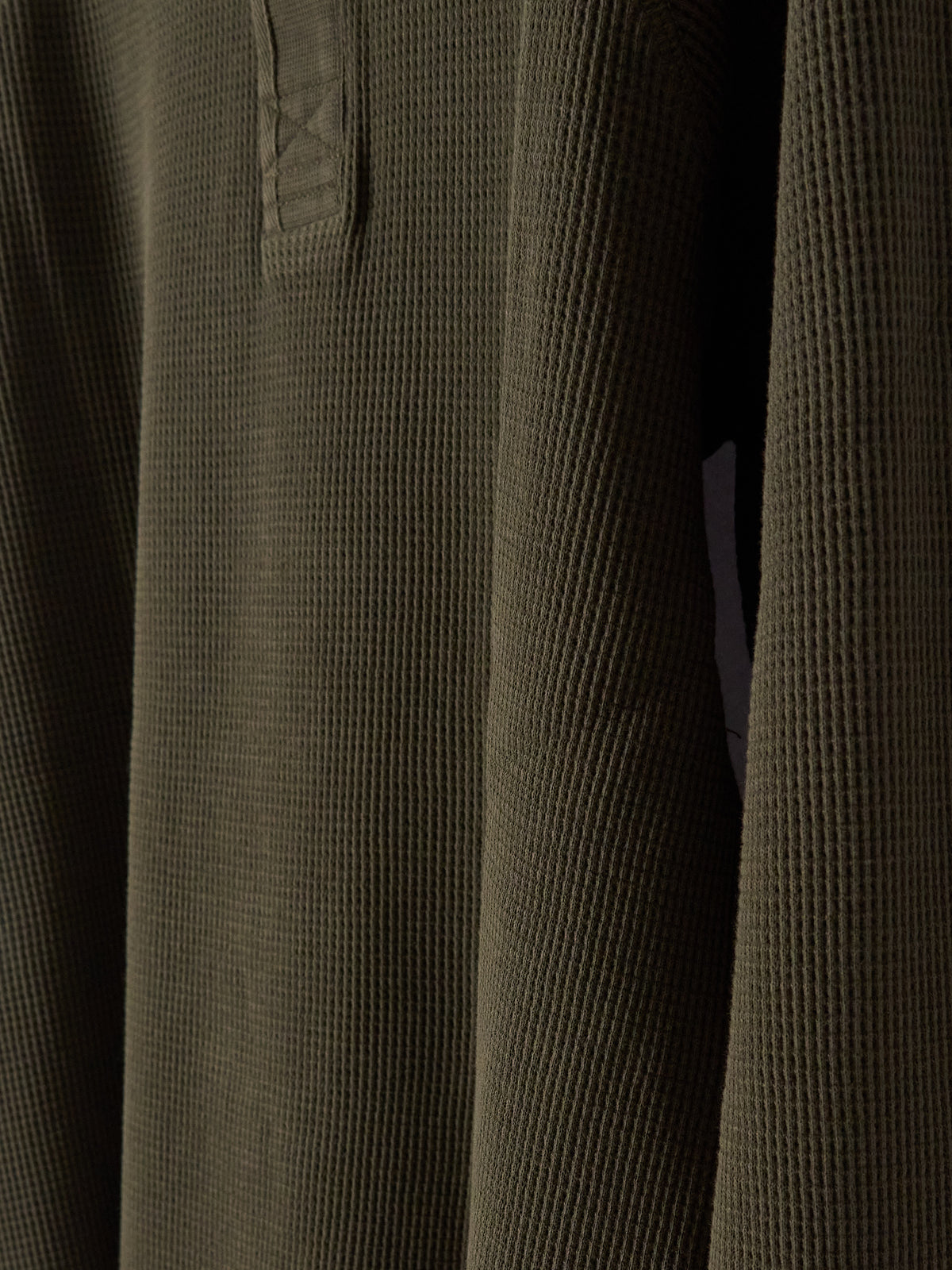 Henley Cotton Waffle - Military Green