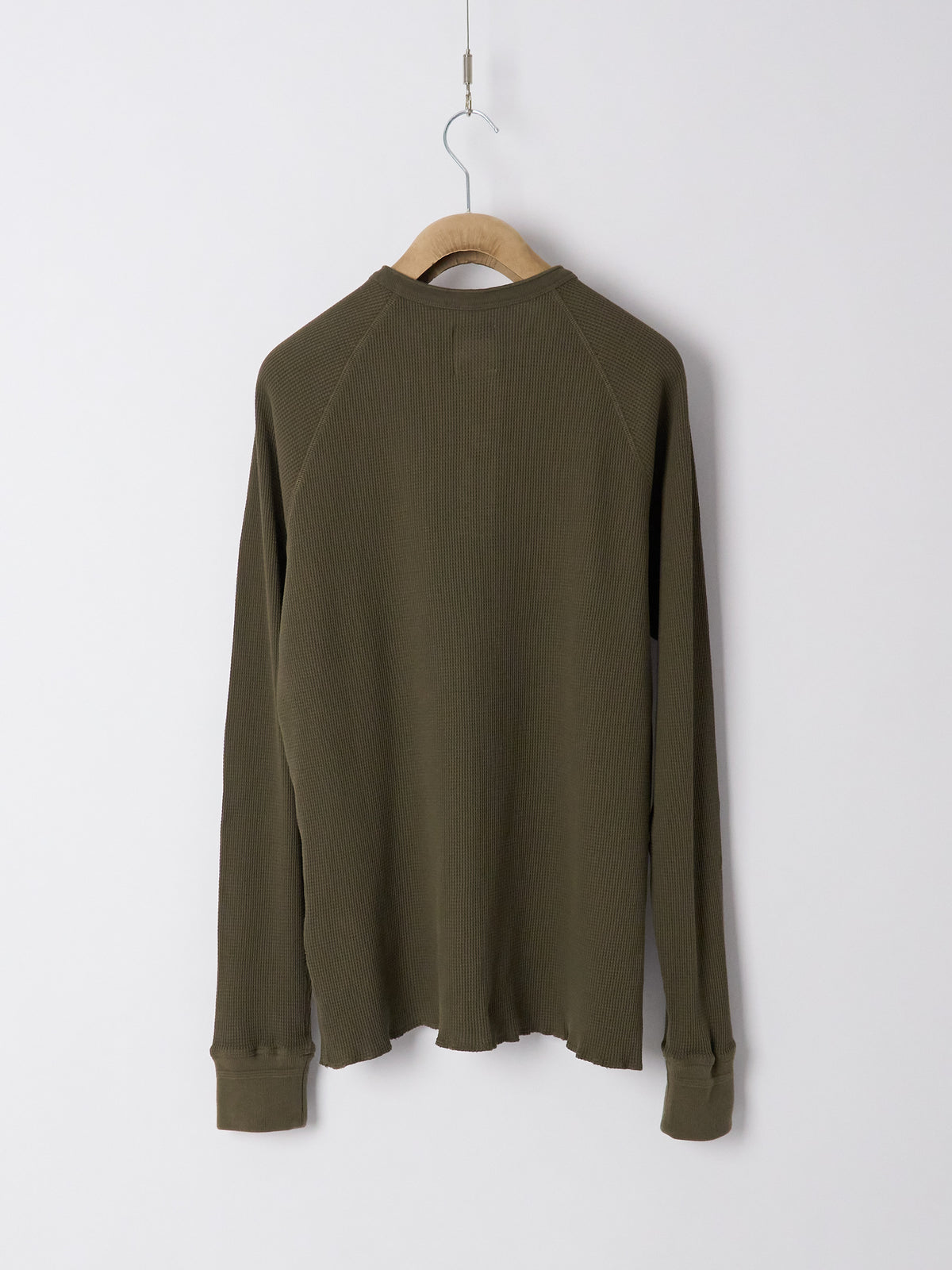 Henley Cotton Waffle - Military Green