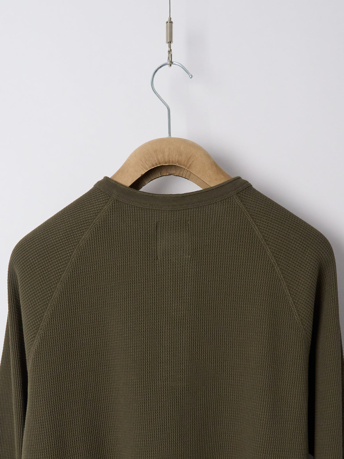 Henley Cotton Waffle - Military Green