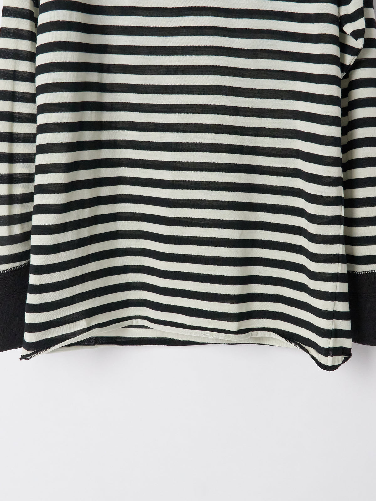 Raglan Long Sleeve Merino - Stripe Schwarz Seashell