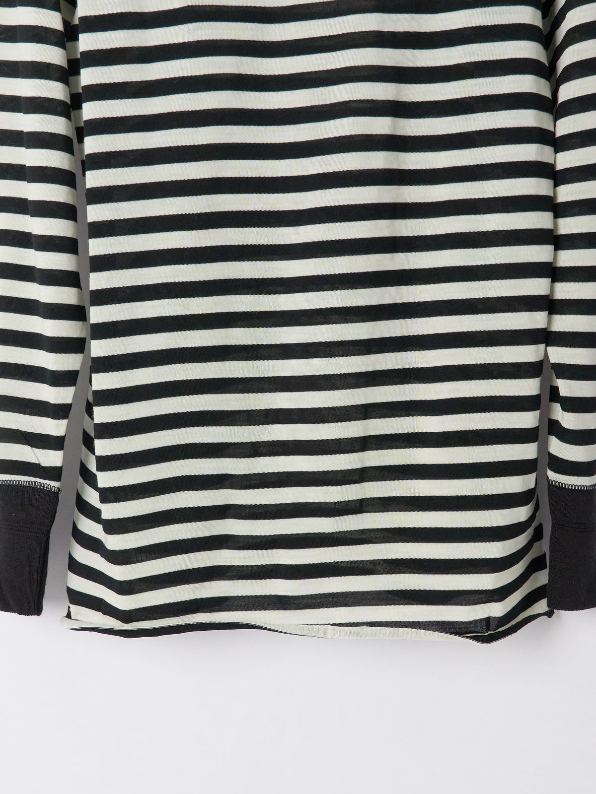 Raglan Long Sleeve Merino - Stripe Schwarz Seashell