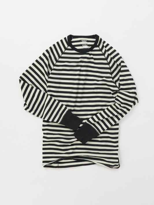 Raglan Long Sleeve Merino - Stripe Schwarz Seashell