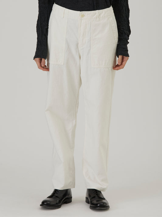 Brushed Cotton Back Satin Baker Pants - White
