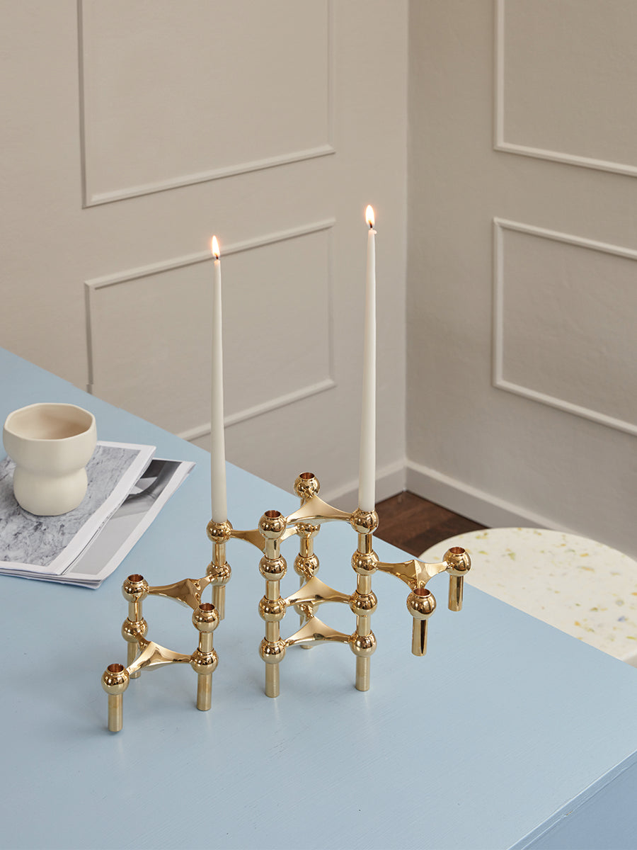STOFF Nagel Candle Holder Set of 3 Solid Brass