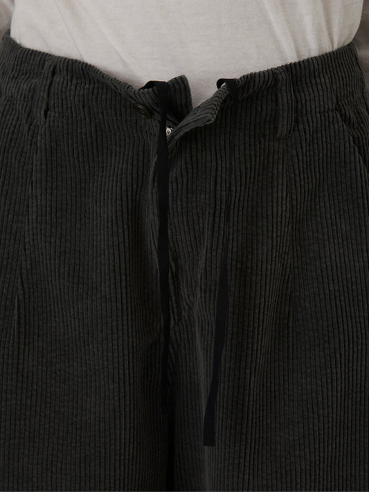 Washed Corduroy Cropped Balloon Pants - Grey