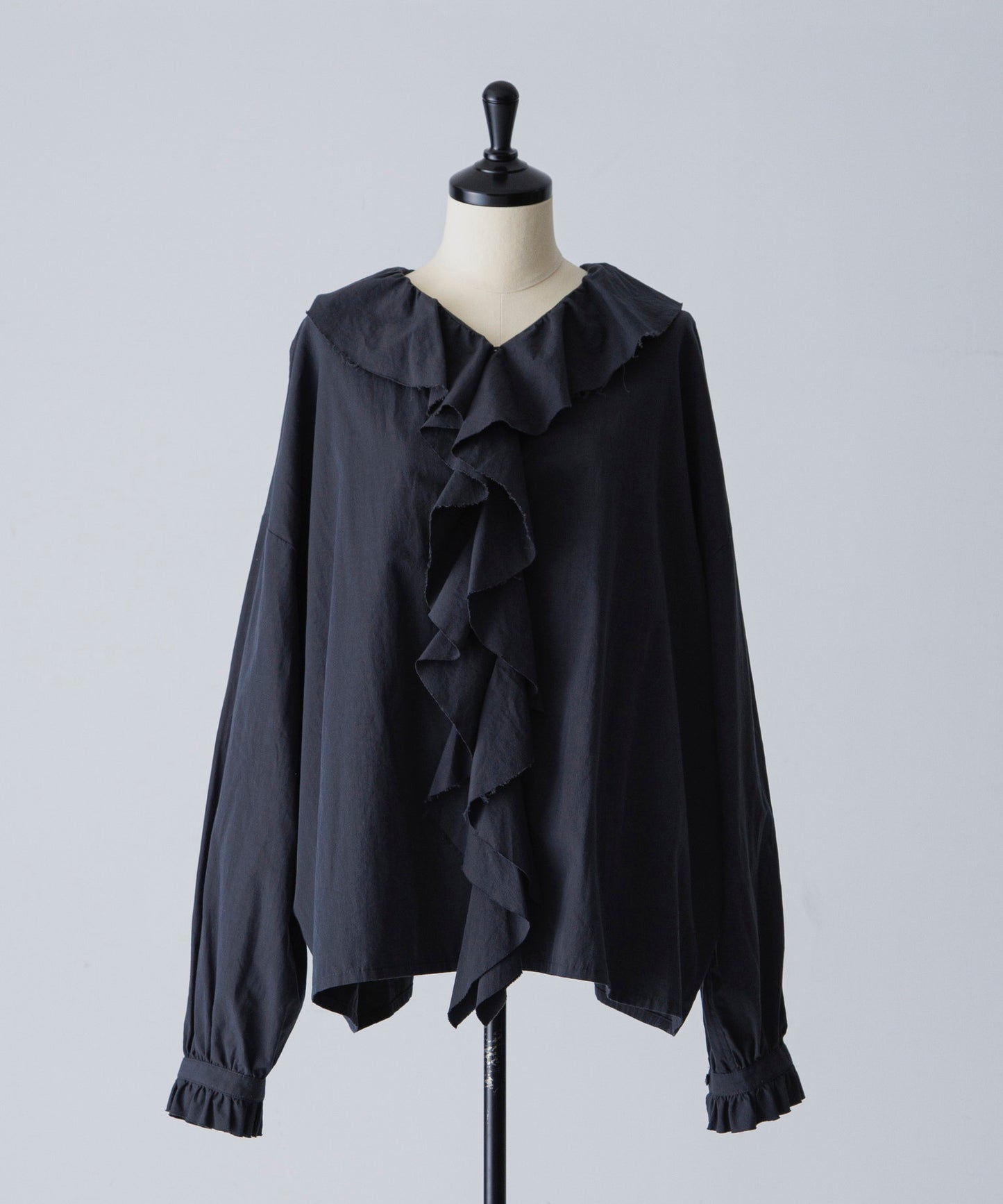 Frill Collar Shirt - Charcoal