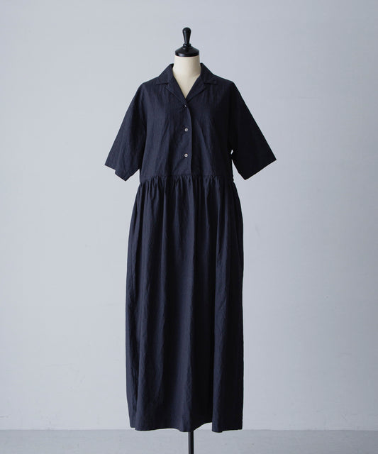 Open Collar Dress - Navy