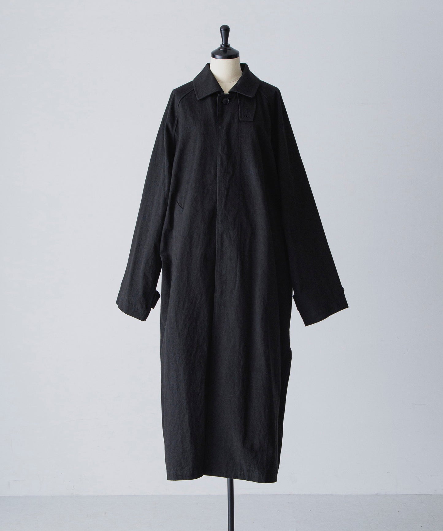 Cotton Bal (Balmacaan) Coat - Black