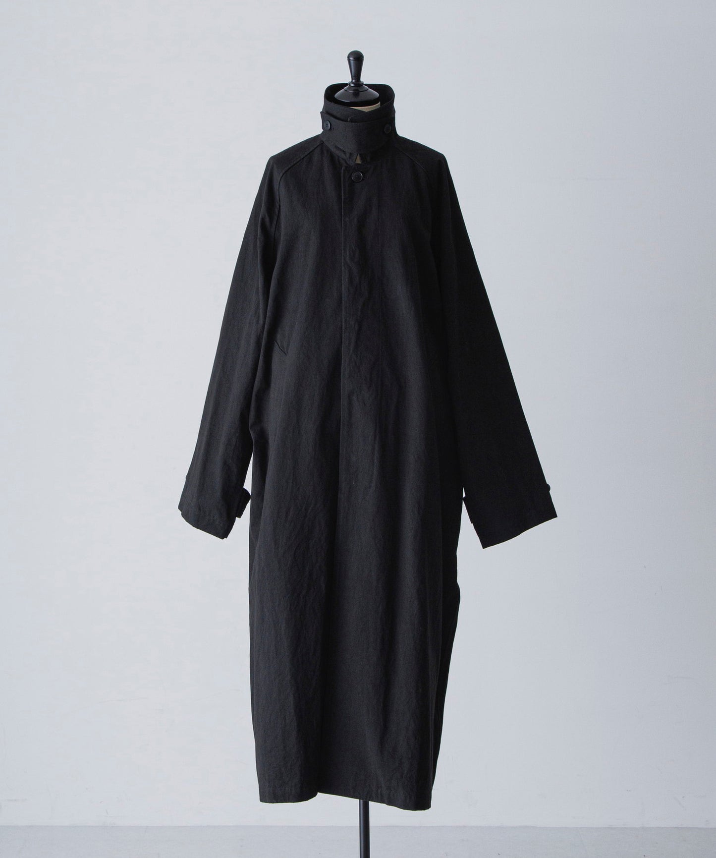 Cotton Bal (Balmacaan) Coat - Black