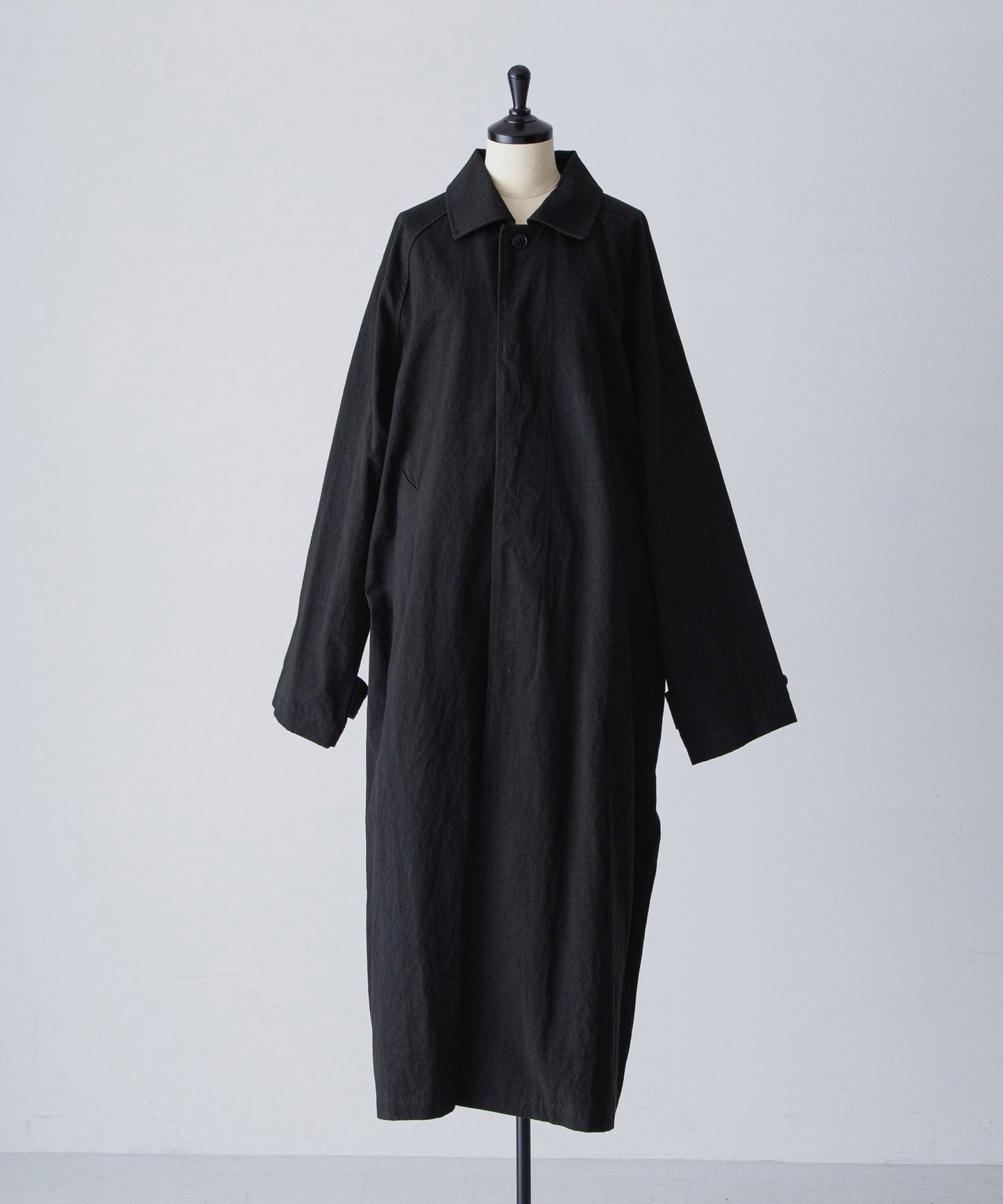 Cotton Bal (Balmacaan) Coat - Black