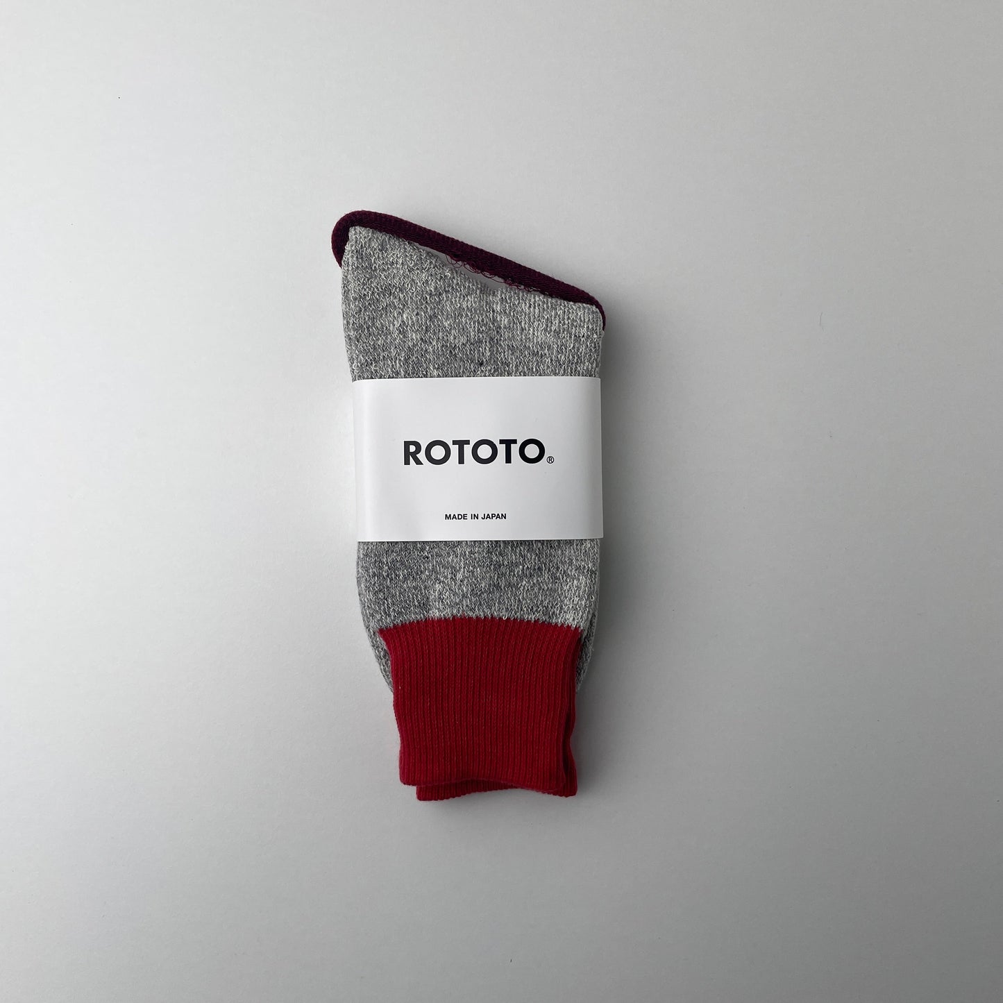 DOUBLE FACE CREW SOCKS "SILK&COTTON" - RED / L.GRAY