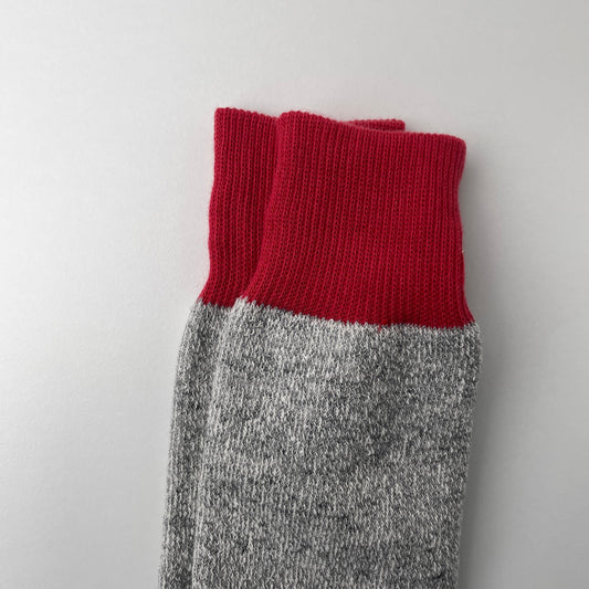 DOUBLE FACE CREW SOCKS "SILK&COTTON" - RED / L.GRAY