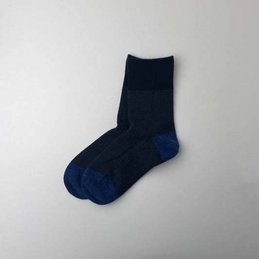 WOOLEN RETRO OD STRIPE SOCKS - BLACK / D.BLUE