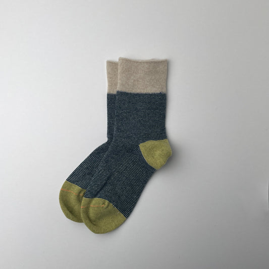WOOLEN RETRO OD STRIPE SOCKS - IVORY / L.YELLOW