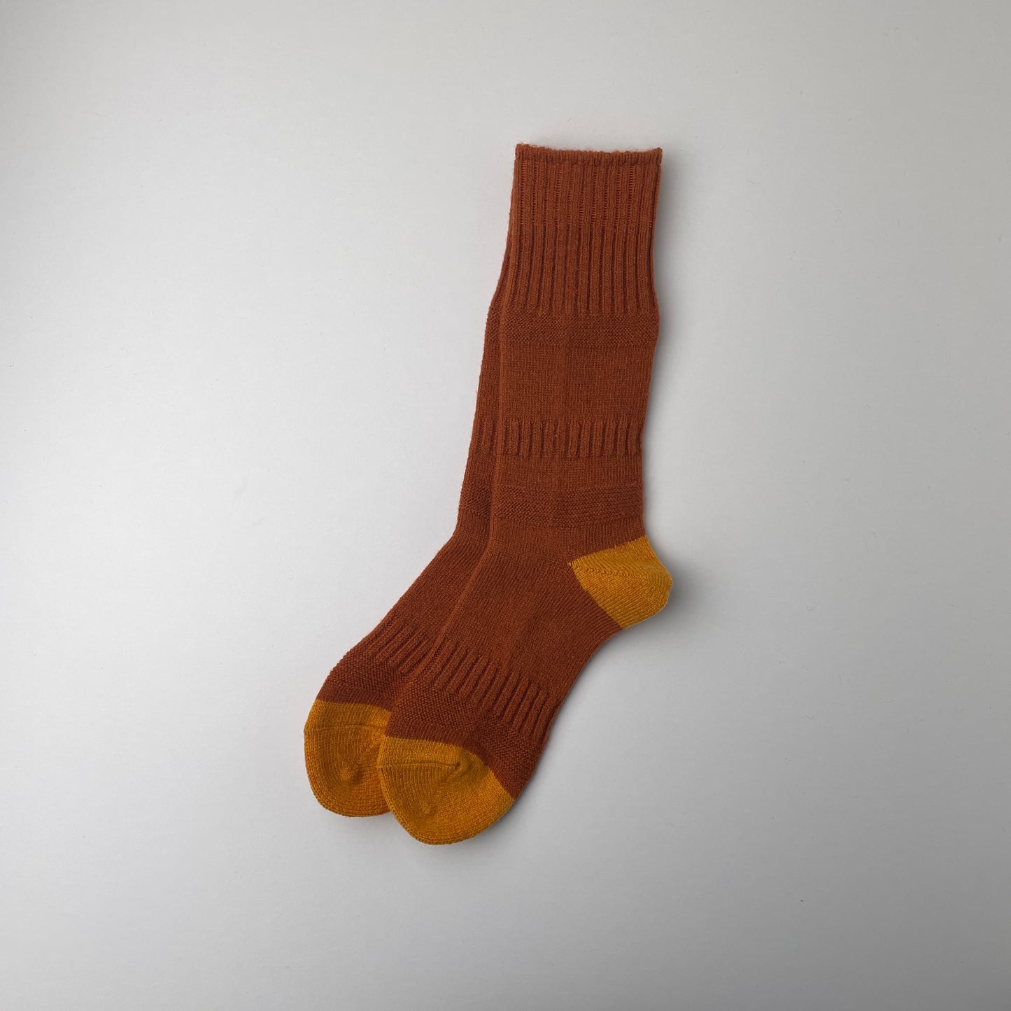 GUERNSEY PATTERN CREW SOCKS - D.ORANGE / D.YELLOW