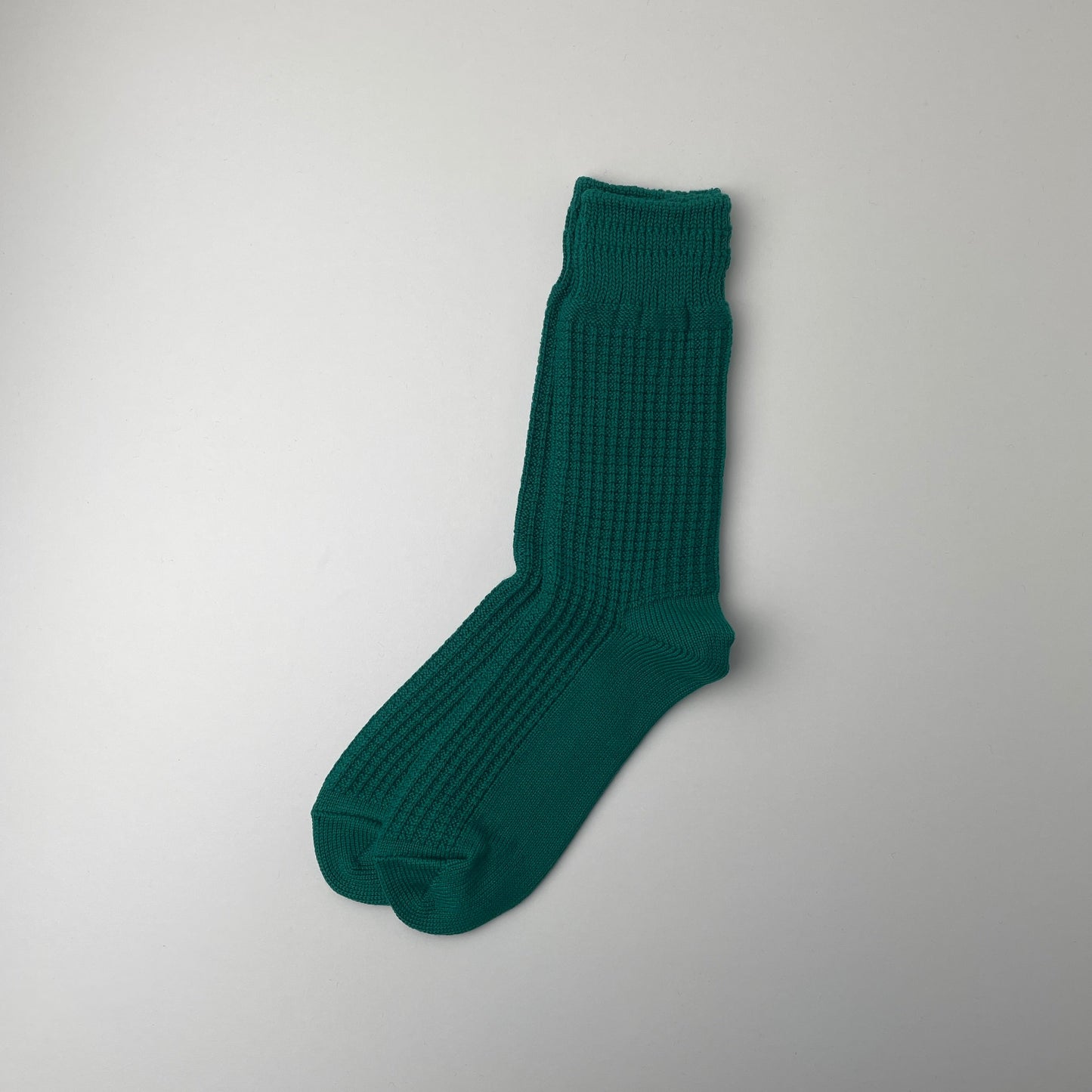 COTTON WAFFLE CREW SOCKS - SEA GREEN